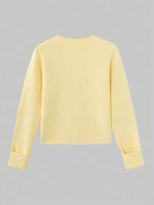 Cardigan Rajut Lengan Panjang Minimalis Kasual Elegan untuk Wanita, Cocok untuk Kencan dan Berpergian - Kuning - View 7
