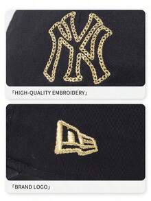 New Era Black NY Baseball Cap, Vintage Textured Design, Casual Street Style Daily Wear Hat - Black - View 5