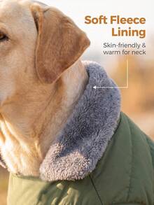 Metglad Dog Winter Padded Coat, Thermal Lined Thickened Pet Cold-Proof Coat, Foldable Plush Stand Collar, With Hidden Leash Hole And Adjustable Drawstring, Comfortable And Non-Restricting, Suitable For Indoor And Outdoor Use For Large, Medium And Small Dogs Snow Suit - Army Green - View 10