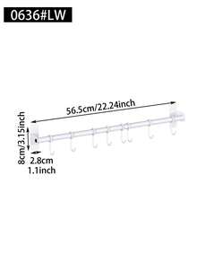 Kitchen Wall Mount Utensil Hanging Rail,Sliding Movable Hooks Storage Rod,Kitchen Spoon Spatula Cooking Tool Organizer Rack,Wall Mount Rail With Sliding Hooks,Multi-Use Kitchen Storage Organizer For Cookware And Dish Towels - Multicolor - View 6