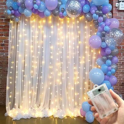 Luzes de Fada Cortina com 8 Funções, Alimentadas por Bateria (Baterias Não Incluídas), Adequadas para Árvore de Natal, Casamento, Aniversário, Festa e Decoração Doméstica, Iluminação de Atmosfera de Feriado, Iluminação de Feriado, Luzes de Corda de Halloween, Interno e Externo