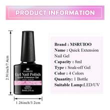 MSRUIOO 1pc 8ml Quick Extension Nail Gel Polish , Glitter Sequins Builder Gel Varnish For Finger Extend , UV LED Cured, Long Lasting Nails, Semi Permanent Soak Off Nail Extension Gel For Manicure Home And Salon Nail Supplies - Multicolor - View 8