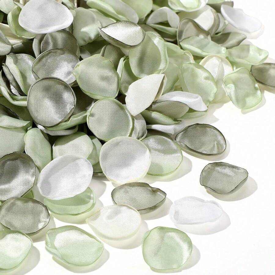50/100/300/500/1000pcs Silk Rose Petals, Wedding Petals, Green Mixed Artificial Rose Petals, Realistic Petals For Proposal Basket, Aisle, Bride Party Table Decor - Four Colors Of Rat Tail Green - View 1