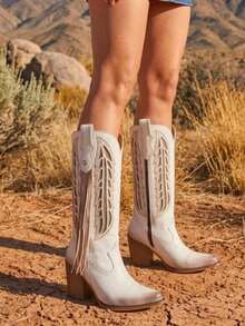 Women Knee-High Boots - Latte - View 2