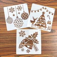 [Christmas Stencil Set]12pcs Christmas Stencil Set, For Handmade Crafts, Reusable Wooden Templates, Suitable For Painting, Wall Art, Graffiti, Holiday Creative Decoration, Plastic Stencils, Suitable For Holiday Handmade Crafts - 12 Pcs - View 3