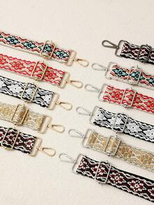 Ins Vintage Style Woven Strap, Adjustable Wide Pressure-Relieving Shoulder Strap, One Shoulder Crossbody Bag Replacement Strap Accessory - Multicolor - View 1