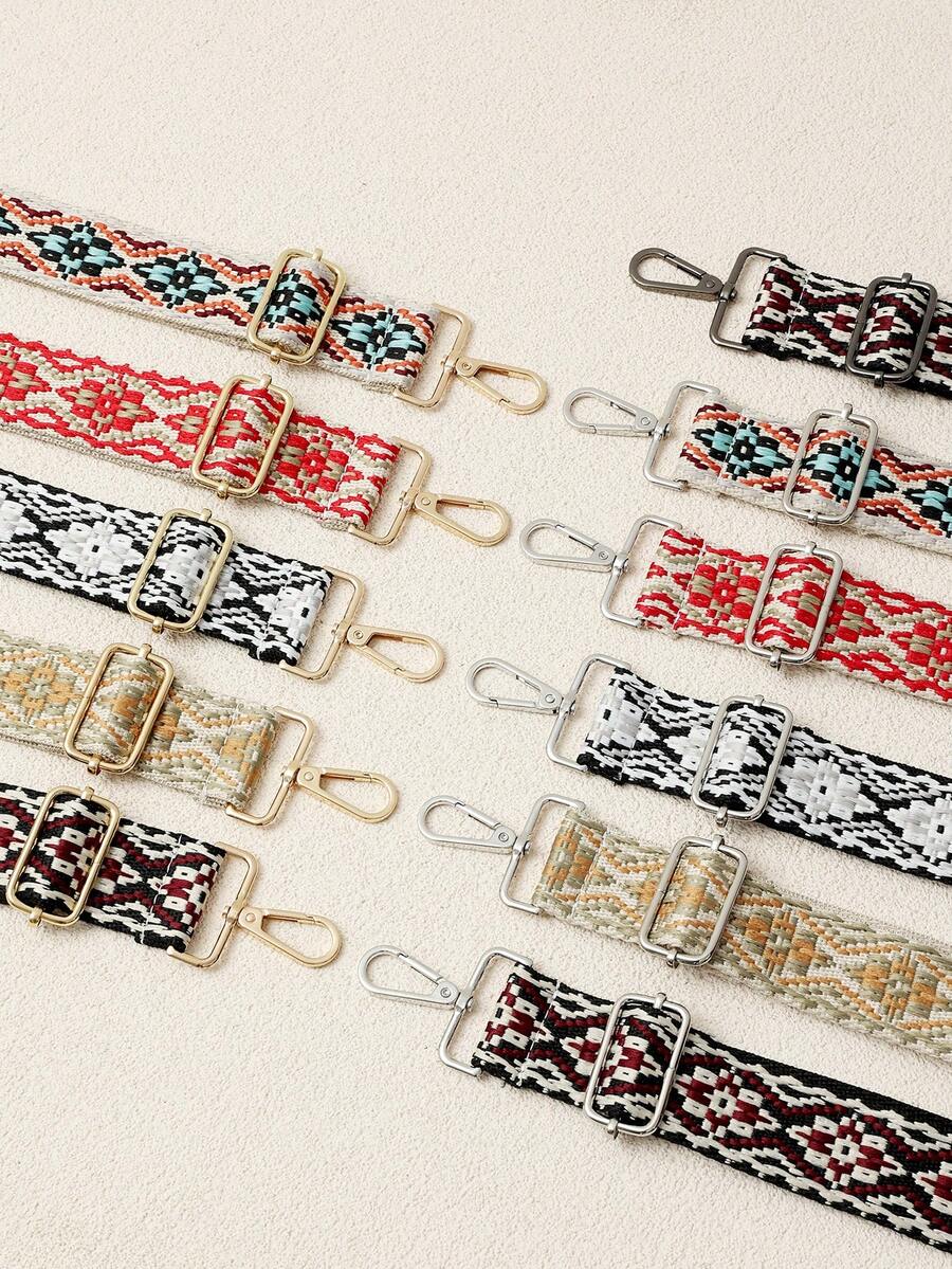 Ins Vintage Style Woven Strap, Adjustable Wide Pressure-Relieving Shoulder Strap, One Shoulder Crossbody Bag Replacement Strap Accessory - Multicolor - View 1