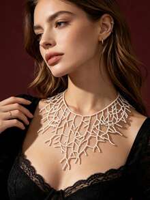 Xiacheng 1Pc Gothic Corals Choker Necklace Versatile Fashion Pieces Accessory Portable For Stylish Outfits Ladies,Women Unique Punk Y2K Jewelry For Halloween - White - View 4