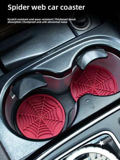 1 pieza Posavasos para portavasos de coche con forma de telaraña y araña, patrón de telaraña, material EVA, apto para varios modelos de coche, uso en todas las estaciones, se puede usar como decoración de Halloween, Acción de Gracias, Navidad y regalo festivo