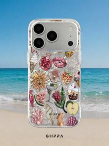 GIIPPA 1件水果與花卉混搭圖案設計手機殼，適用於Phone 17 Pro Max，相容於Phone 16 Pro Max、15 Pro Max、14 Pro Max、11/12/13/14/15/16 Pro Max Plus，韓系高級時尚趣味優雅設計，男女通用，送女友的完美聖誕節、情人節、復活節、婚禮季及生日禮物！ - 彩色 - 查看 7