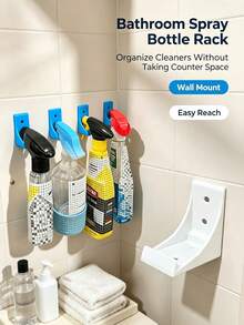 Wall Mount Spray Bottle Holder, Multifunctional Cabinet Spray Bottle Organizer, Space Saving Cleaning Bottle Storage Rack For Kitchen, Bathroom, Laundry Room Household Supplies - Multicolor - View 3