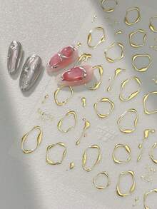 1pc 5D Golden Modern Minimalist Metal Nail Art Stickers, Luxury Heart Shaped Nail Decals, DIY Self-Adhesive Nail Stickers Nails Nail Supplies - Gold - View 7