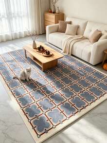 1pc Vintage Style Blue Plaid Decorative Rug, Living Room Carpet, Bedside Plush Rug, Autumn/Winter Rug, Thick Rug, Large Living Room Rug, Bedroom Rug, Living Room Home Decor, Outdoor Rug, Washable Rug - Multicolor 3 - View 4