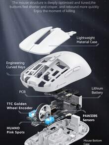 ATTACK SHARK Mouse Nirkabel Ringan PAW3395 Gaming Tiga Mode Mouse Bluetooth Nirkabel Pengisian Daya dengan Basis RGB Mouse Gaming Kompetitif Komputer - View 11