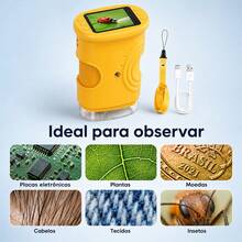 Brinquedo Microscópio Digital Infantil Portátil Zomm 1000x - Amarelo - Visão 6