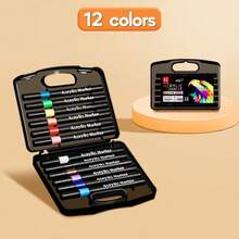 12/24/36/48/60/80 Colors Vibrant Acrylic Marker Set, Multi-Surface Art Painting Pens, Adjustable Line Thickness, Suitable For DIY Crafts, Stone Painting And Canvas Art, Perfect For Artists And Creative Enthusiasts, Back To School Season - Multicolor - View 9