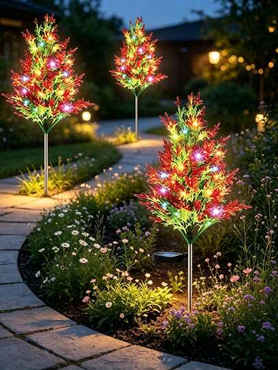 1 pieza Estaca de árbol de pino solar para jardín, diseño realista, enchufar y usar, sin necesidad de cableado, resistente al agua, apto para patio, terraza, camino, césped, jardín y otras áreas exteriores, luz nocturna de ambiente festivo, decoración de borde de jardín para Halloween y Navidad, regalo único para abuela o mujeres