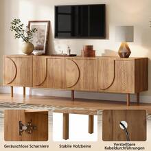 Tv Stand Natural With Storage With Shelves With Doors Made Of Wood For Living Room And Media Area - 自然的 - 查看 3