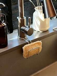 Stainless Steel Wall-Mounted Sink Storage Rack With Steel Bracket - No Drilling Required, With Faucet Hook, Space-Saving, Suitable For Sink, Dish Drying Rack, Kitchen Utensil Hook, Modern Polished, Suitable For Small Bathroom And Sink, Backdrop Stand, Bathroom Organizer, Dish Rack With Drainer, Kitchen Cabinet Storage, Kitchen Essentials, Kitchen Decor, Home Decor - Multicolor - View 3