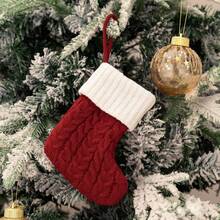 1pc Cute Letter Christmas Sock Decoration Creative Christmas Tree Hanging Ornament Woolen Knitted Socks Decor Prop - A - View 34