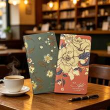 2 Packs Bohemian Floral Notebooks, 48 Sheets (96 Pages) With Thick Kraft Paper Inner Pages, Artistic Printed Cover, Portable Compact Size, Suitable For Student Note-Taking, Office Memos, Travel Journals, And Daily Essays. High-Value Vintage Style - Multicolor - View 7