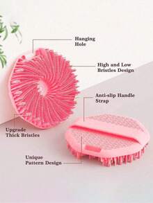 2/1pc Silicone Bath Brush, Exfoliating Scrub, Effectively Exfoliates And Gently Massages, Travel Essential, Wedding, Party, Birthday Gift, Gift For Men, Mother, Father, Friends, New Year Gift, Fun Gift - Multicolor - View 3