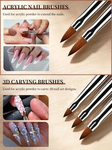 Set Kuas Nail Art 15 Buah, 5 Pena Titik Rhinestone Dua Ujung, Kuas Embossing & Liner, Tersedia 2 Gaya, Alat Menggambar Manikur Multifungsi, Perlengkapan Kuku Ramah Pemula untuk DIY di Rumah & Salon Kuku - MultiWarna - View 2