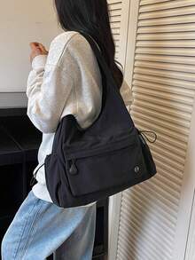 New Solid Color Casual Minimalist Multi-Pocket Women's Shoulder Bag, Suitable For Commuting And Shopping - A - View 6