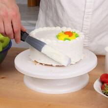 6 Pieces 11 Inch Cake Turntable Cake Stand With 2 Frosting Angled Spatulas 3 Frosting Spatulas Baking Accessories Tools - Multicolor - View 2