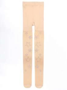 1pc Women's Rhinestone Star Pattern Sheer Tights, Shiny Nude Party & Nightclub Outfit Pantyhose - Apricot - View 5