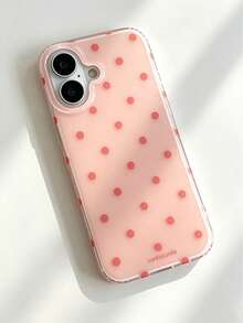 時尚手機殼，極簡可愛設計，黑白波點圖案，相容 iPhone 11 至 17 系列，包含 Pro Max 版本。（3D 效果圖以實品為準，表面微粒請謹慎購買，手機殼側面有均勻透明邊框） - 蜜桃粉 - 查看 3
