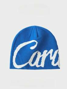 1pc Unisex Letter Print Knit Beanie, Soft Elastic Knit Skull Cap, Bold Oversized Design, Suitable For Men And Women, Winter Street Style, Travel And Outdoor Wear - A - View 10