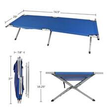 Cuna de campamento - cama plegable de campamento portátil - cuna 600D para adultos con marco de acero por - Negro - Ver 6