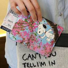 Snoopy 卡通護照夾 多功能旅行文件收納包 便攜錢包附現金與卡槽 - 粉色 - 查看 13
