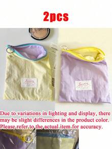 4/2/1pc Mini Portable Multi-Function Makeup Bag, Soft Small Capacity Solid Color Storage Pouch For Cosmetics Skincare Phone Daily Essentials, Travel Bag For Home Bathroom Beach Vacation Gift - Multicolor - View 23