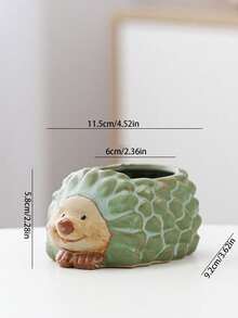 1pc Creative Kiln-Changed K Bronze-Colored Mini Ceramic Hedgehog Flower Pot Ornament, Cute Personalized Cartoon Animal Shape, Desktop Micro Landscape Planter Container, Home Balcony Decoration Fun Craft Small Ornament - Flowerpot - View 7