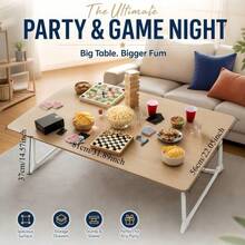 Heavy Duty Folding Game & Activity Table, Portable Indoor Outdoor Table, No Assembly, Large Top For Puzzles Board Games, Reinforced Frame For Game Room BBQ Holiday Party Picnic Dining Adult Game Night - Khaki - Multi-functional Folding Table - View 5