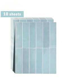 1/10/30pcs Blue Brick Pattern Self-Adhesive Tile Stickers, Peel And Stick Wall Tiles, Waterproof Wallpaper, Suitable For Living Room, Kitchen Backsplash, Bathroom And Other Home Spaces, Zellige Style - Kitchen Stickers - View 6