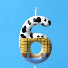1pc Number 0-9 Birthday Candle, Denim Blue & White Handmade Design, Cake Decoration Topper, Suitable For Birthday Party Dessert Table Birthday Candle - View 21