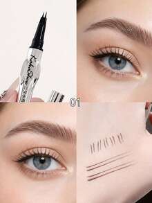 Single-Axis Waterproof Long-Lasting Smudge-Proof Dual-Component Liquid Eyebrow Pencil, Smooth Natural Color Application, Defined Strands, Suitable For Beginners To Create Realistic Wild Eyebrows - Multicolor - View 11
