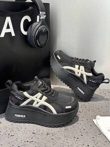 Women Wedge Sneakers - Black - View 1
