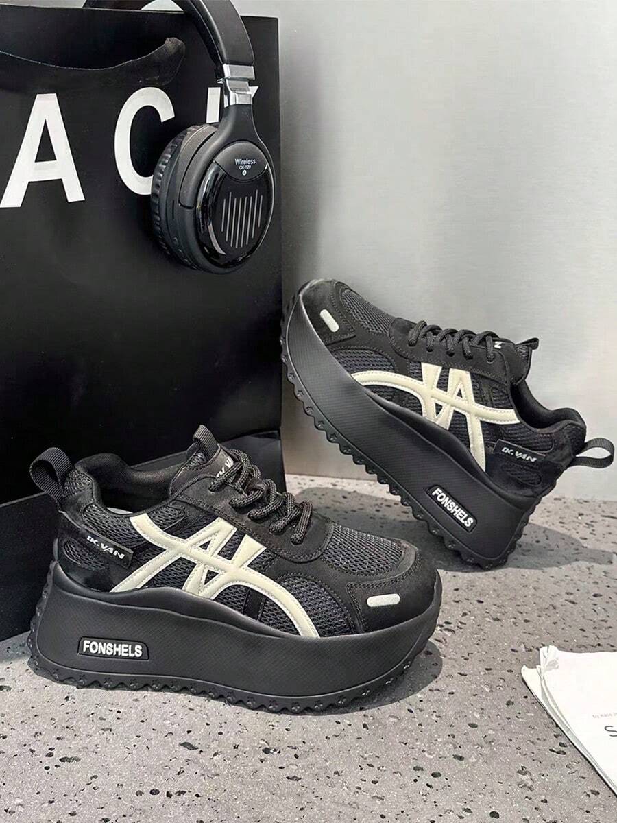 Women Wedge Sneakers - Black - View 1