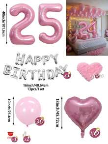 粉色與銀色氣球花環生日套組，40英吋大數字箔氣球，適合男士與女士，16歲生日、18歲生日、20歲生日、21歲生日、25歲生日、30歲生日、35歲生日、45歲生日派對裝飾 - 粉紅銀色 - 查看 17