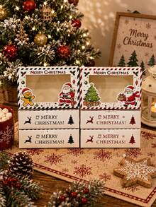 2pcs/5pcs/10pcs 2026 New Christmas Gift Box With Transparent Window | Santa Claus & Christmas Tree Print Gift Box, Holiday Striped Paper Box, Suitable For Christmas Party Decoration - View 4