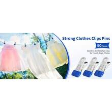 50PCS Metal Clothes Clips, Heavy Duty Stainless Steel Clothesline Clips For Hanging Clothes, Multi-Purpose Strong Grip Clips For Photos, Food Bags, Beach Towels, Laundry Drying, Camping, Kitchen, Crafts, Travel, Yard, BBQ, Mother's Day - Multicolor - View 6
