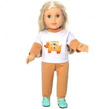 Clothes Designed For 14‑18‑Inch / 36‑45‑Centimeter Newborn Dolls, Two Adorable Styles Of Rabbit‑Flower And Puppy‑Bus Prints, Color‑Block Fake Two‑Piece Tops, Cuffed Long Pants, Firm Overlocked Edges, Ideal Holiday Gifts (Dolls Not Included) - Multicolor - View 5