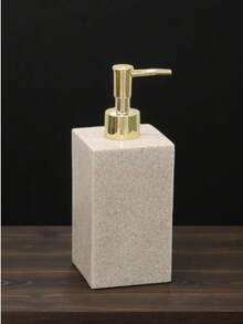 Sandstone Color Bathroom Accessories, Modern Farmhouse Style, Including Toothbrush Holder, Soap Dispenser, Tray, Tumbler And Cotton Swab Holder - Sandstone - View 15