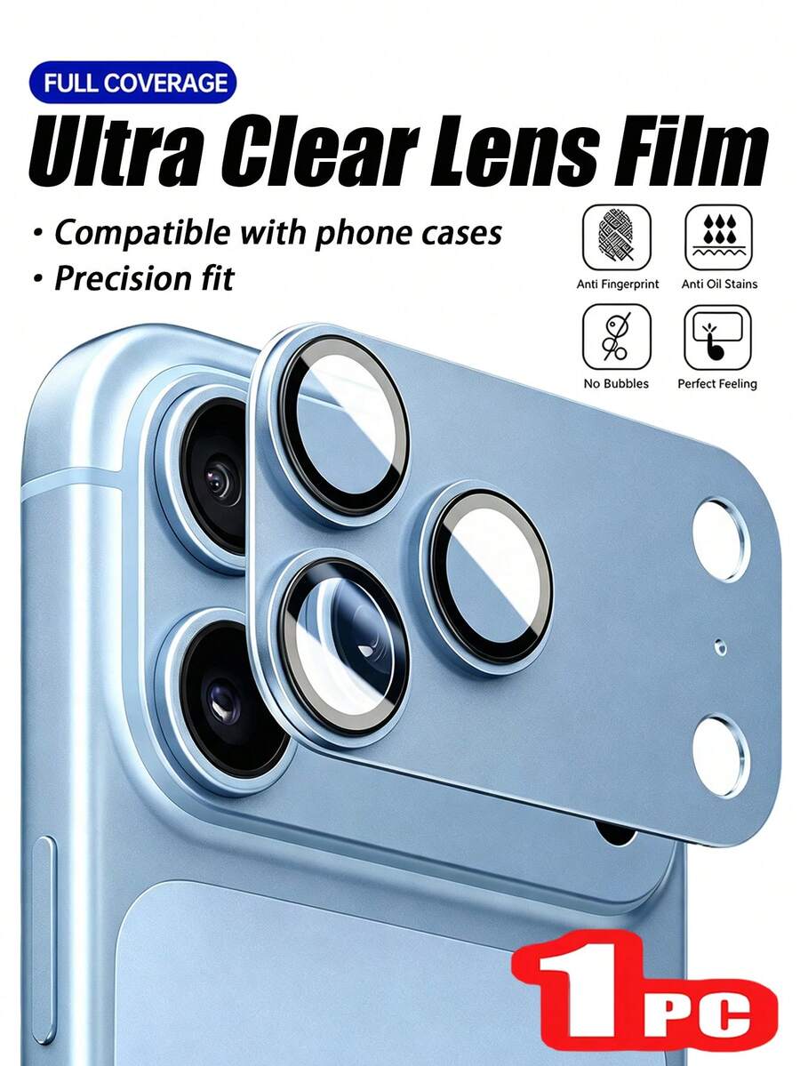 1 paquete,Protector de lente de cámara,Marco de metal azul profundo + Lente de alta definición resistente a arañazos y al desgaste,Adecuado para accesorios de funda de teléfono.Compatible con iPhone 18 Pro Max/18 Pro y otros modelos.