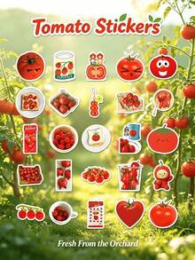 50 Tomato Graffiti Stickers Korean Ins Style Irregular Shaped Stickers DIY Hand Account Collage Decoration Material Student Card Notebook Glass Luggage Decorative Stickers School Necessary Stickers Cute Stickers Halloween Back To School - Multicolor - View 7