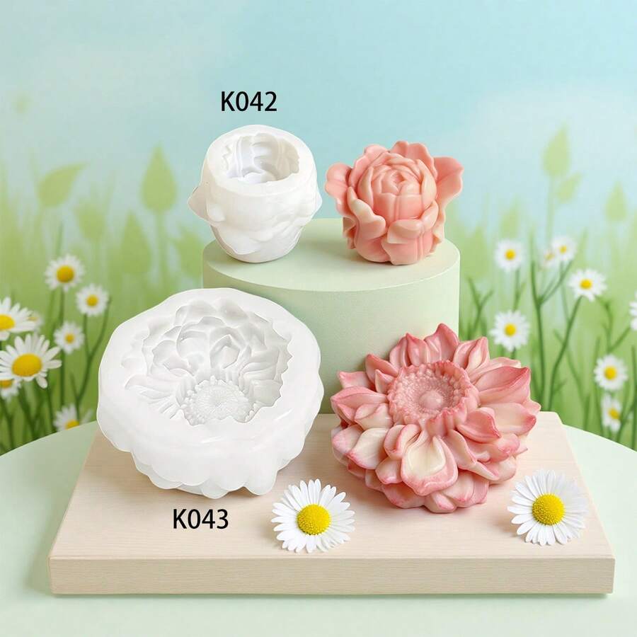 逼真鬱金香蓮花矽膠模具 DIY 花卉香氛蠟燭樹脂模具 - 花朵 - 查看 1